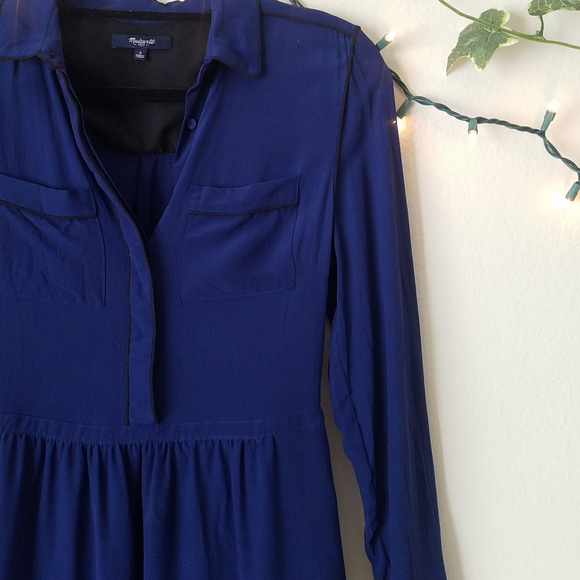 Madewell Blue Silk Cinema Dress - Picture 3 of 5